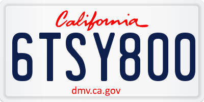 CA license plate 6TSY800