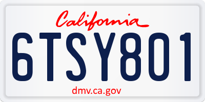 CA license plate 6TSY801