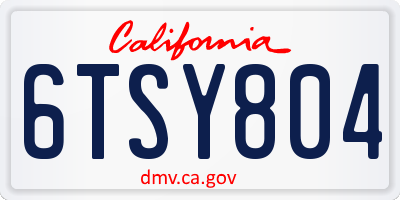 CA license plate 6TSY804