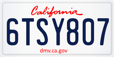 CA license plate 6TSY807