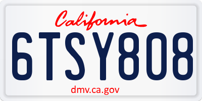 CA license plate 6TSY808