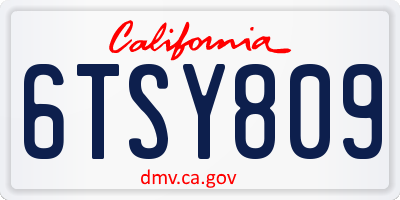 CA license plate 6TSY809