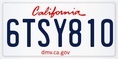 CA license plate 6TSY810