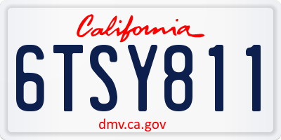 CA license plate 6TSY811