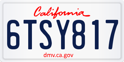 CA license plate 6TSY817