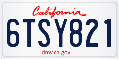 CA license plate 6TSY821