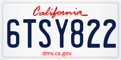 CA license plate 6TSY822
