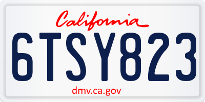 CA license plate 6TSY823