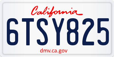 CA license plate 6TSY825
