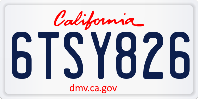 CA license plate 6TSY826