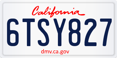 CA license plate 6TSY827