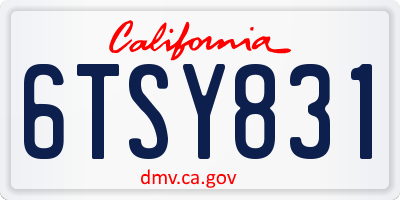 CA license plate 6TSY831