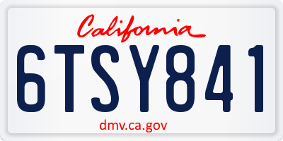 CA license plate 6TSY841
