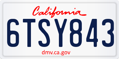 CA license plate 6TSY843