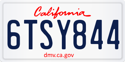 CA license plate 6TSY844