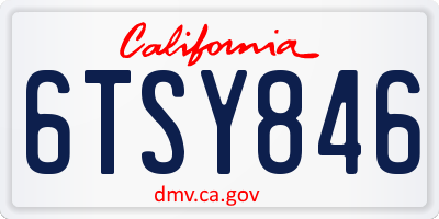 CA license plate 6TSY846