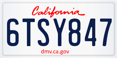 CA license plate 6TSY847