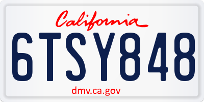 CA license plate 6TSY848