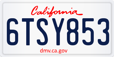 CA license plate 6TSY853