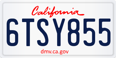 CA license plate 6TSY855