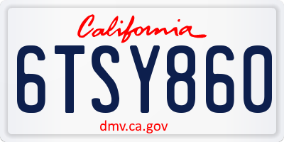 CA license plate 6TSY860