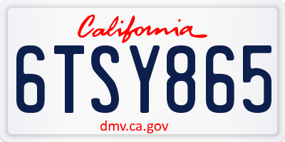 CA license plate 6TSY865