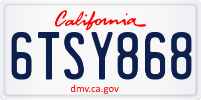 CA license plate 6TSY868