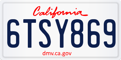 CA license plate 6TSY869