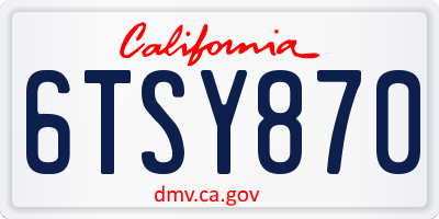 CA license plate 6TSY870