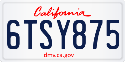 CA license plate 6TSY875
