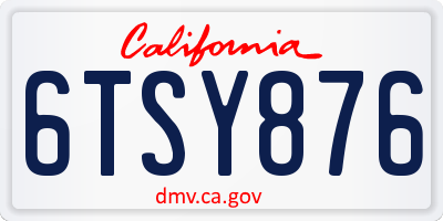 CA license plate 6TSY876