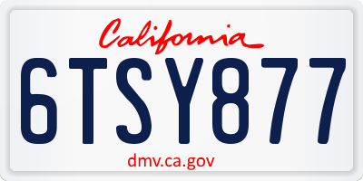 CA license plate 6TSY877