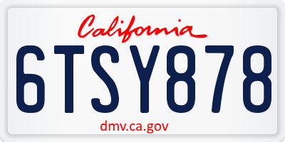 CA license plate 6TSY878