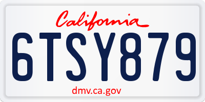 CA license plate 6TSY879