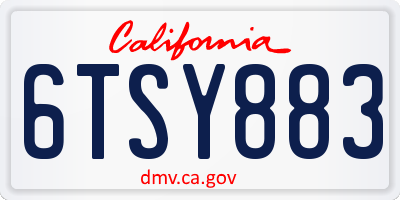 CA license plate 6TSY883