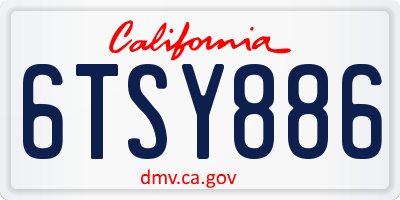 CA license plate 6TSY886