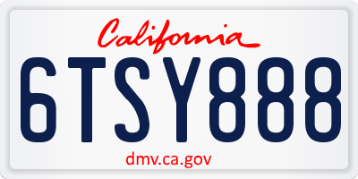 CA license plate 6TSY888