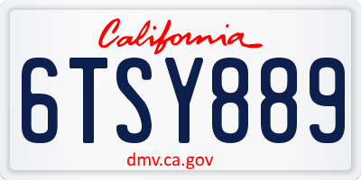 CA license plate 6TSY889