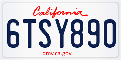CA license plate 6TSY890