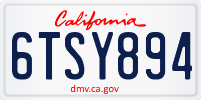 CA license plate 6TSY894