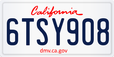 CA license plate 6TSY908