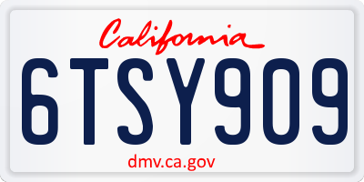 CA license plate 6TSY909