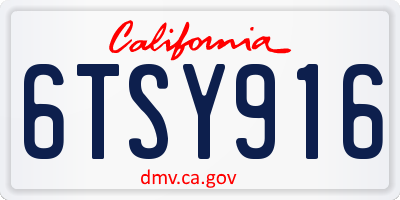 CA license plate 6TSY916