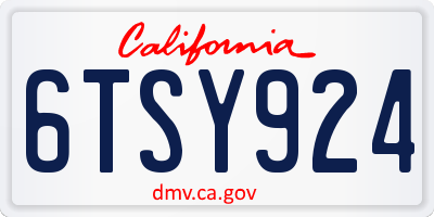 CA license plate 6TSY924