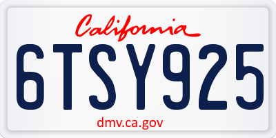 CA license plate 6TSY925