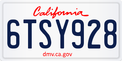 CA license plate 6TSY928