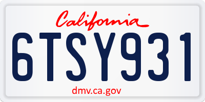 CA license plate 6TSY931