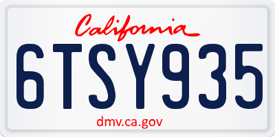 CA license plate 6TSY935