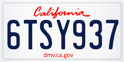 CA license plate 6TSY937