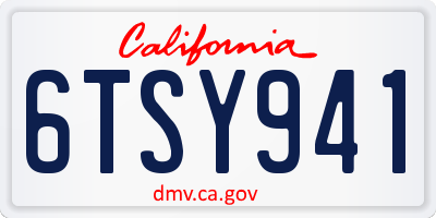 CA license plate 6TSY941